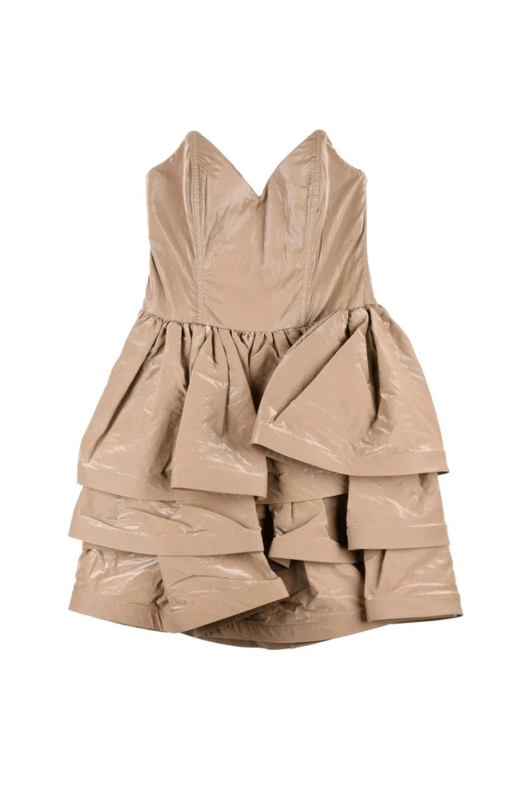Elisabetta Franchi Ruffled Mini Dress Heart Neckline - Grey