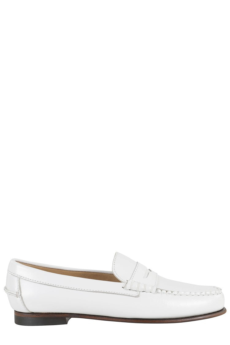 Sebago Classic White Moccasins With Stitched Toe
