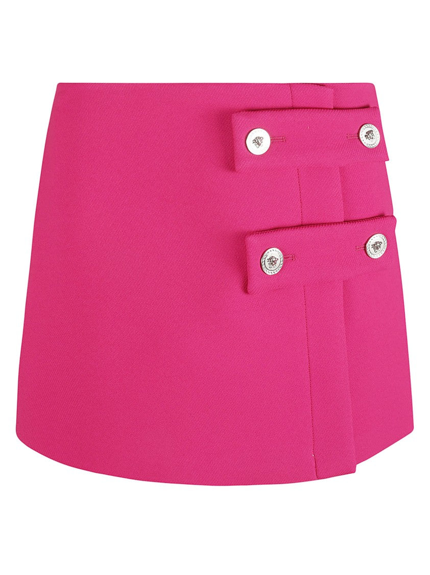 Versace Fitted Pink Skirt With Decorative Buttons