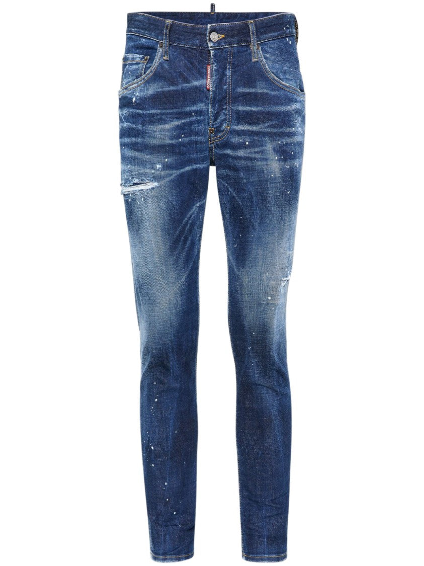 Dsquared2 Slim Fit Distressed Blue Skater Jeans