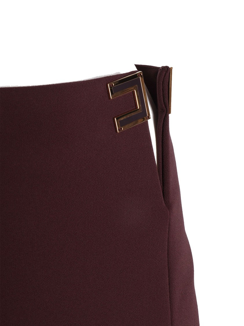 Elisabetta Franchi Burgundy High Waisted Buckle Mini Skirt