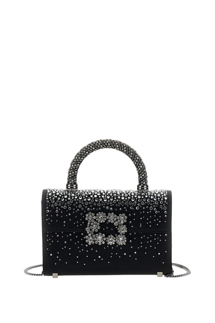 Roger Vivier Textured Handbag With Crystal Embellishments And Chain Strap