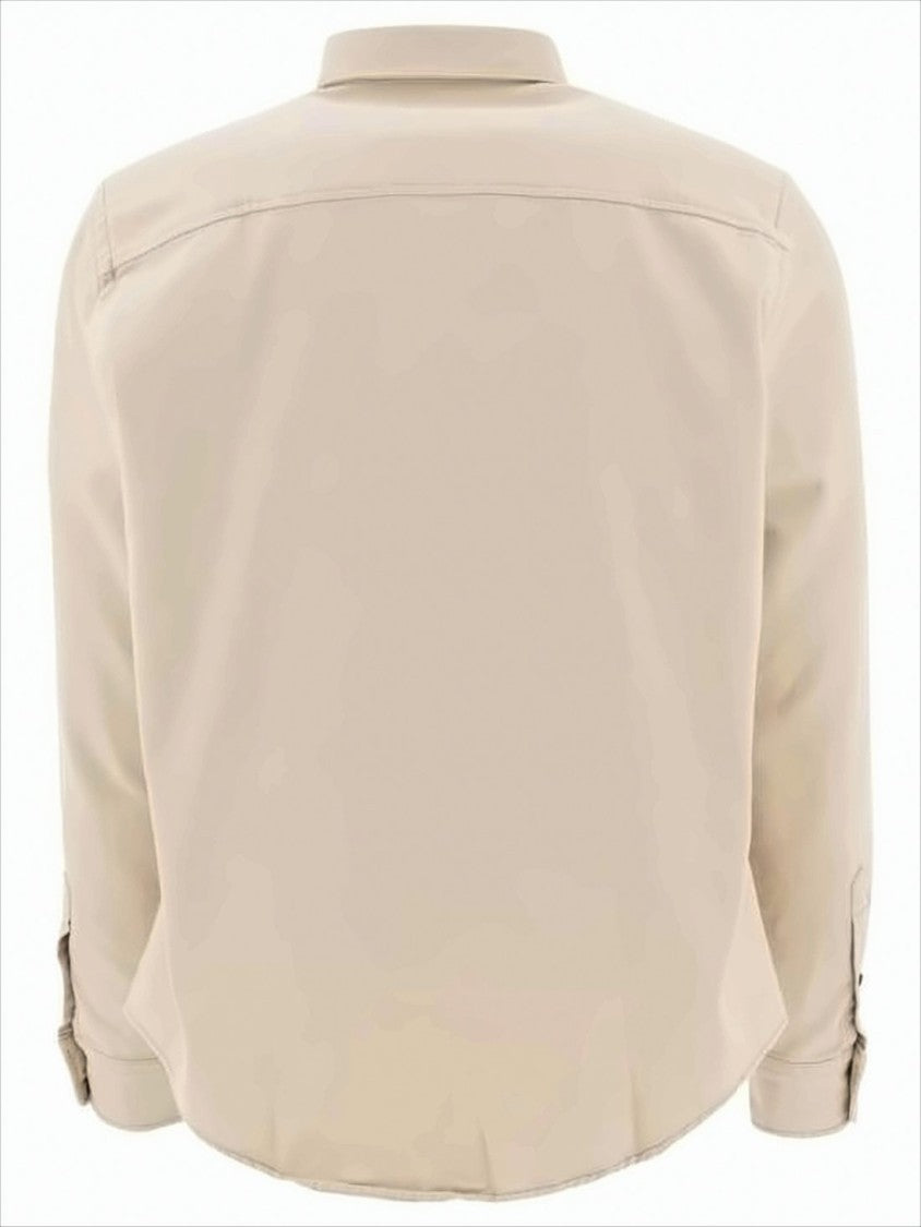 Ami Paris Long-Sleeve Button-Down Shirt With Curved Hem And Embroidered Logo