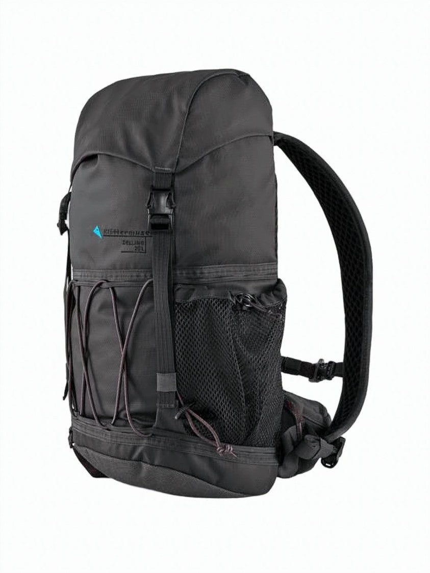 Klattermusen Robust Structured Black Backpack With Buckles And Elastic Storage