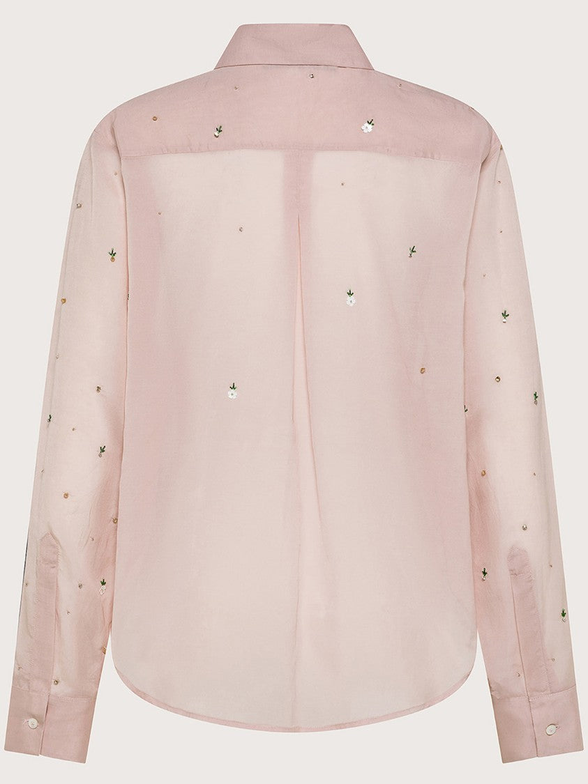 Seventy Venezia Light Pink Floral Embroidery Shirt