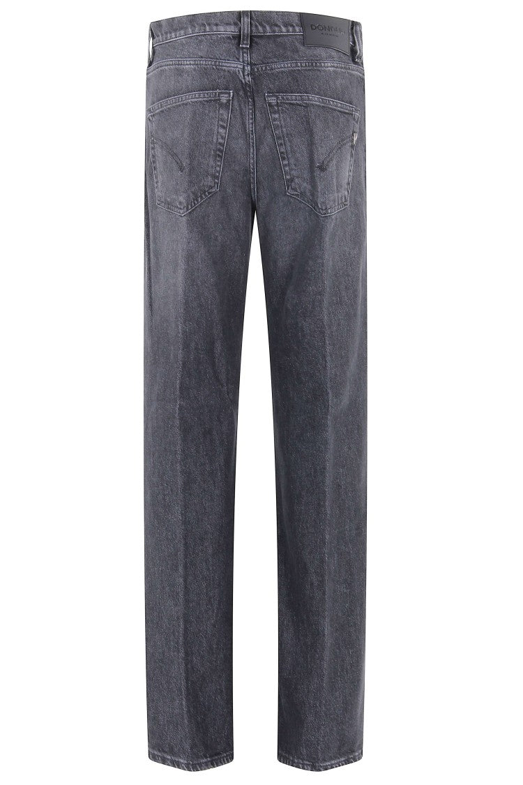 Dondup Straight-Leg Black Denim Jeans With Whiskering Details