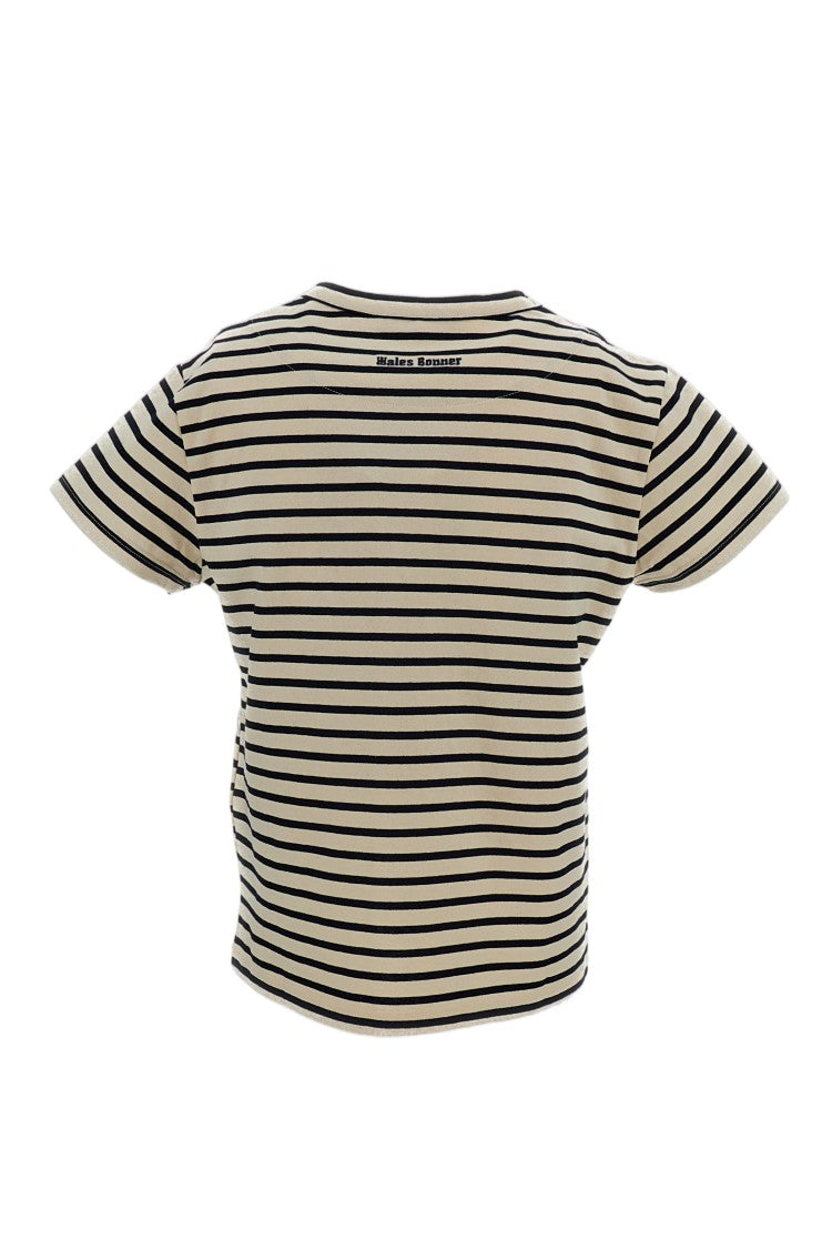 Wales Bonner Cropped Cotton Jersey T-Shirt With Textured Stripes