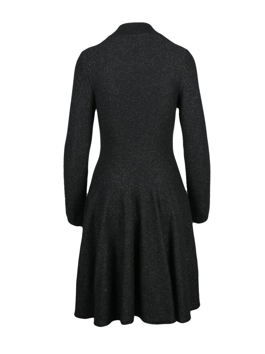 Valenti Black Luminous Knit Virgin Wool-Blend Mini Dress