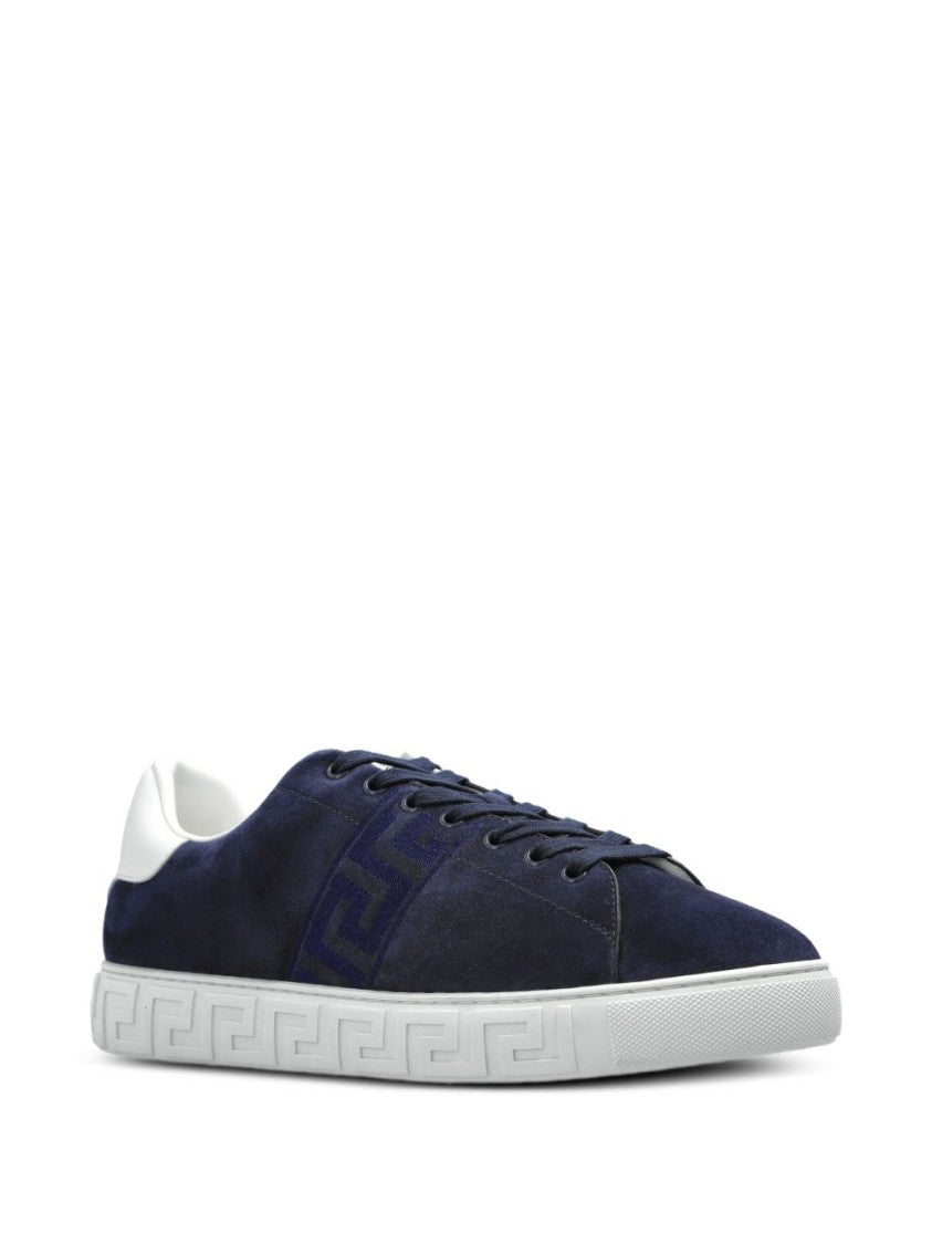 Versace Navy Suede Low-Top Sneakers