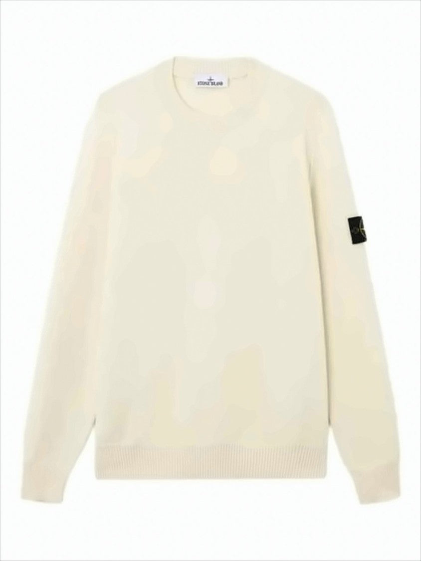 Stone Island Minimalist Wool-Polyamide Blend Sweater With Patch Logo