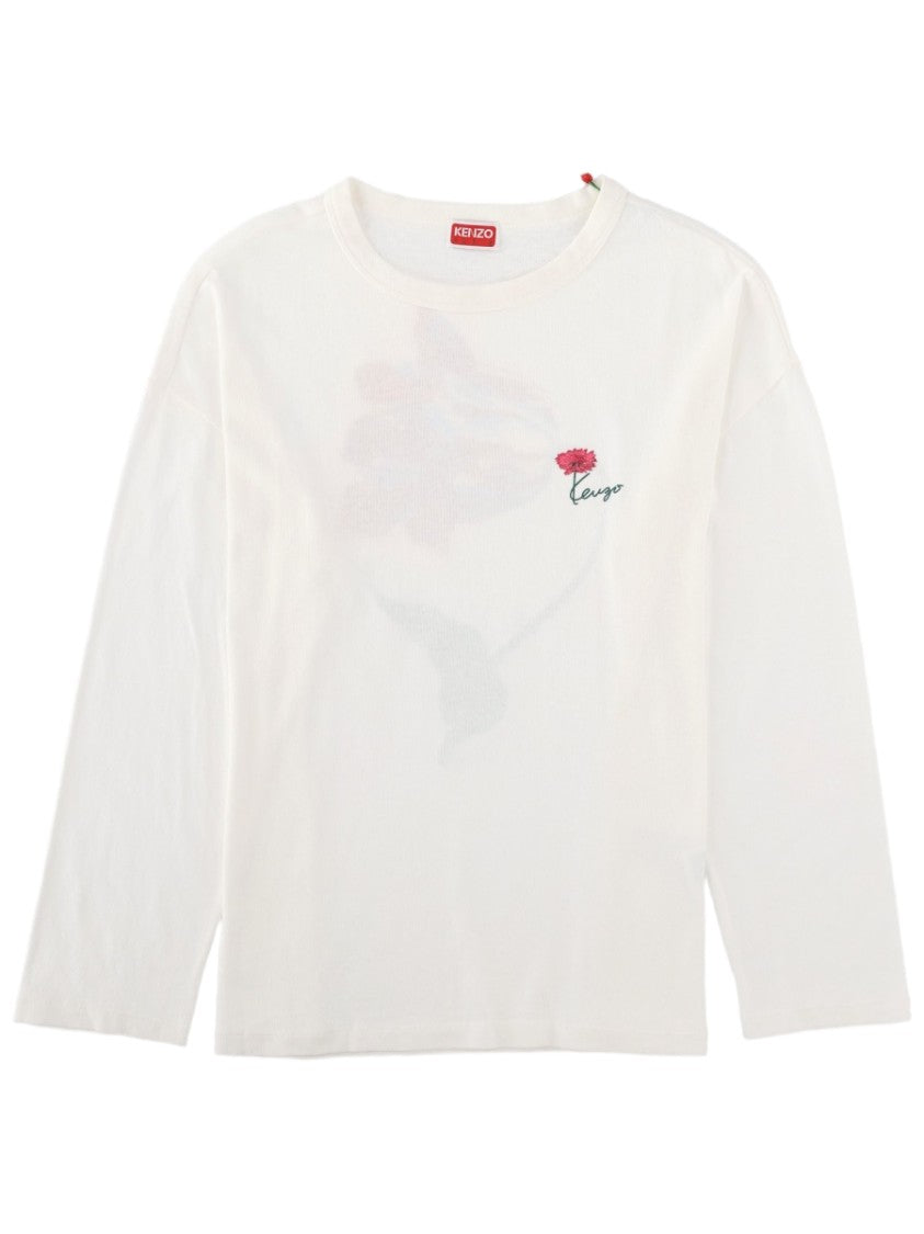 Kenzo Tulip Embroidered Long-Sleeve Cotton T-Shirt
