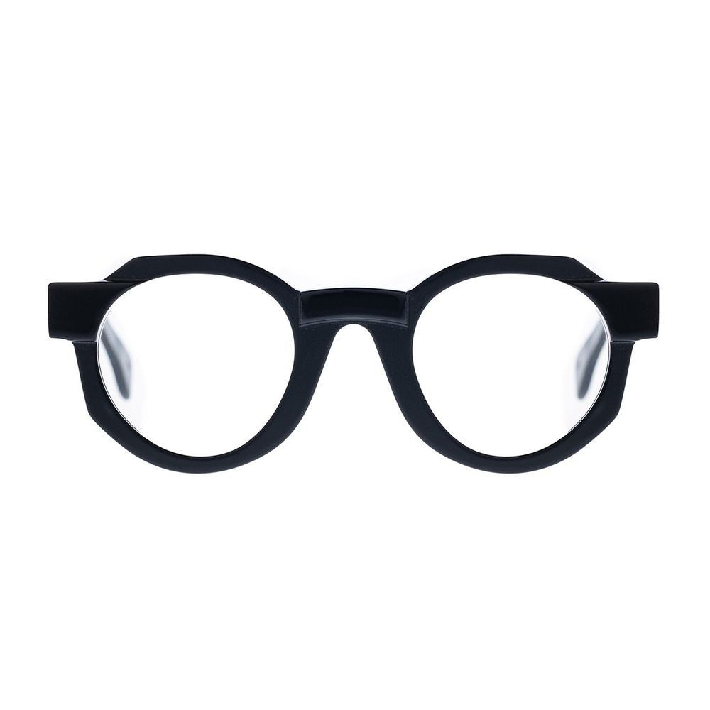Toffoli Costantino T106 Bold Round Frame Sunglasses In Black Satin Acetate