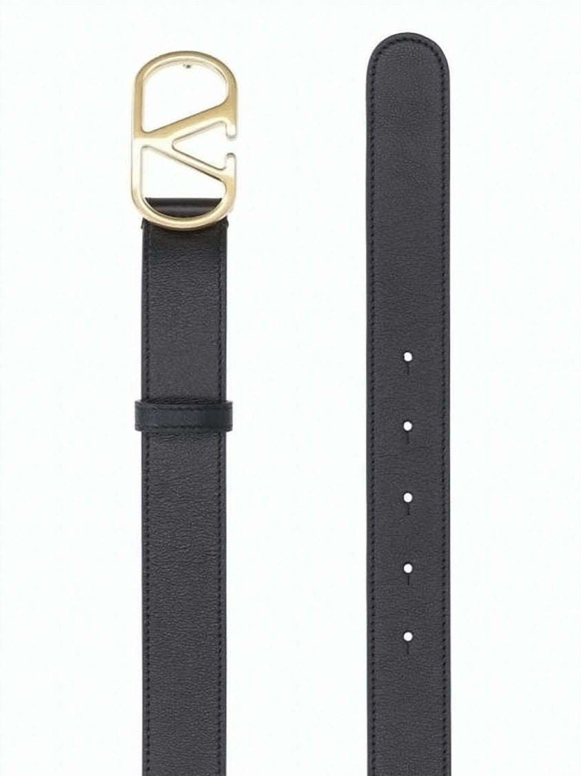 Valentino Garavani Smooth Black Cowhide Leather Belt