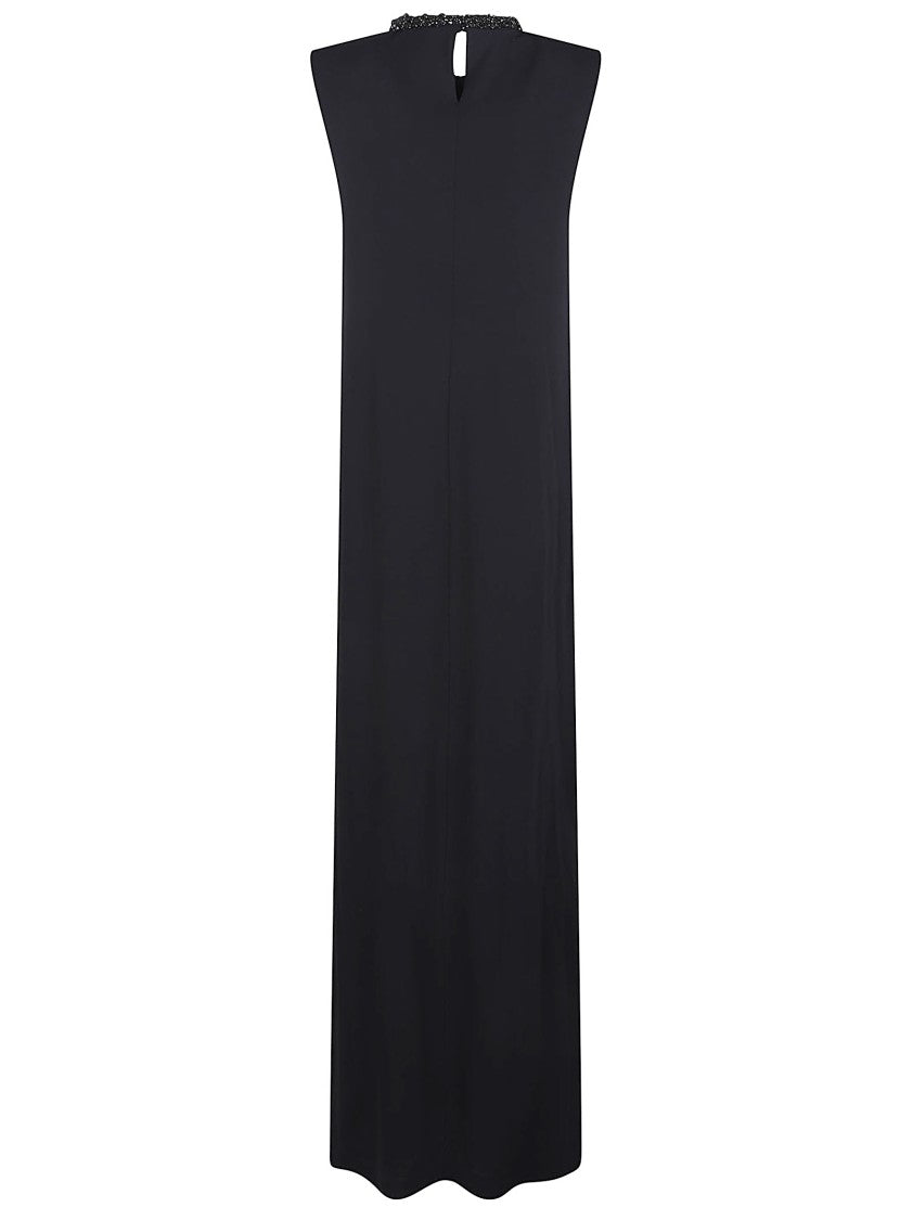 Elisabetta Franchi Black Sleek Acetate Maxi Dress