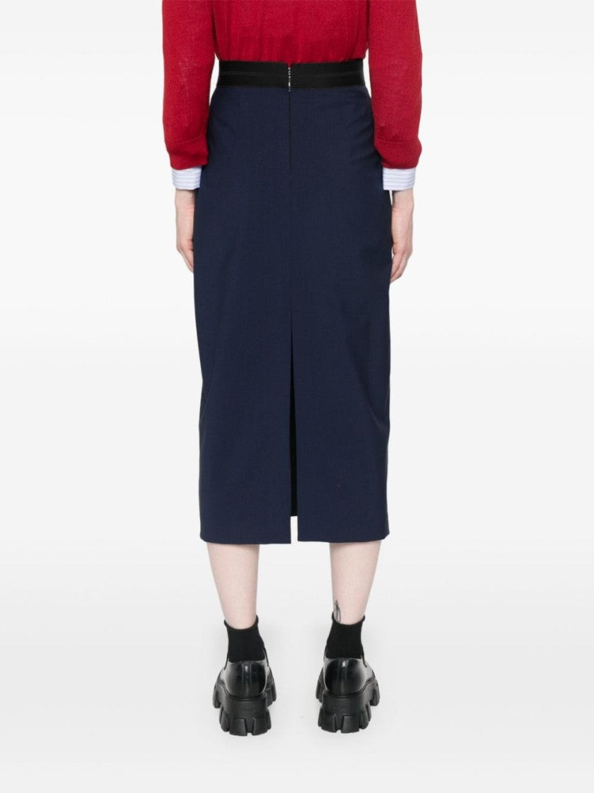 Msgm Navy Blue Classic Long Skirt