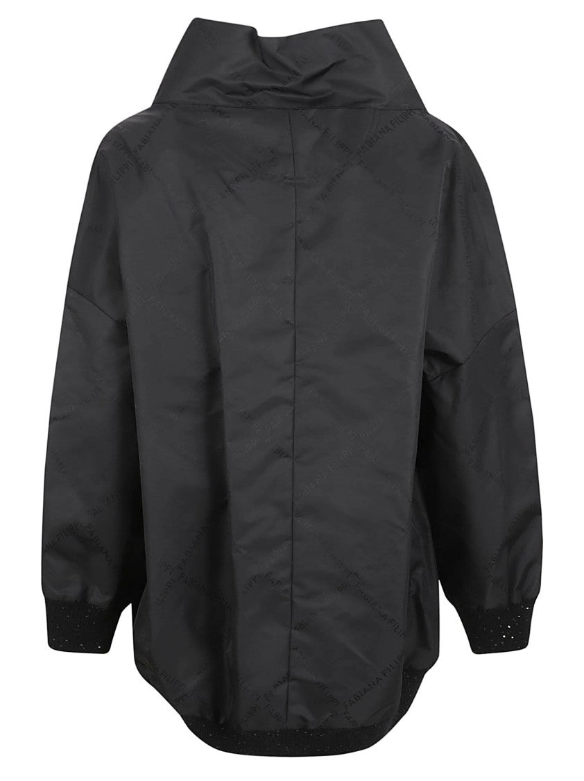 Fabiana Filippi Oversized Black Coat With High Collar