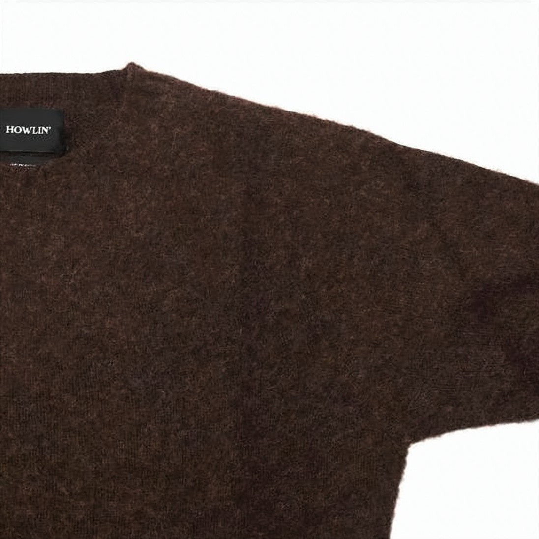 Howlin Rich Brown Wool Sweater With Classic Crew Neckline