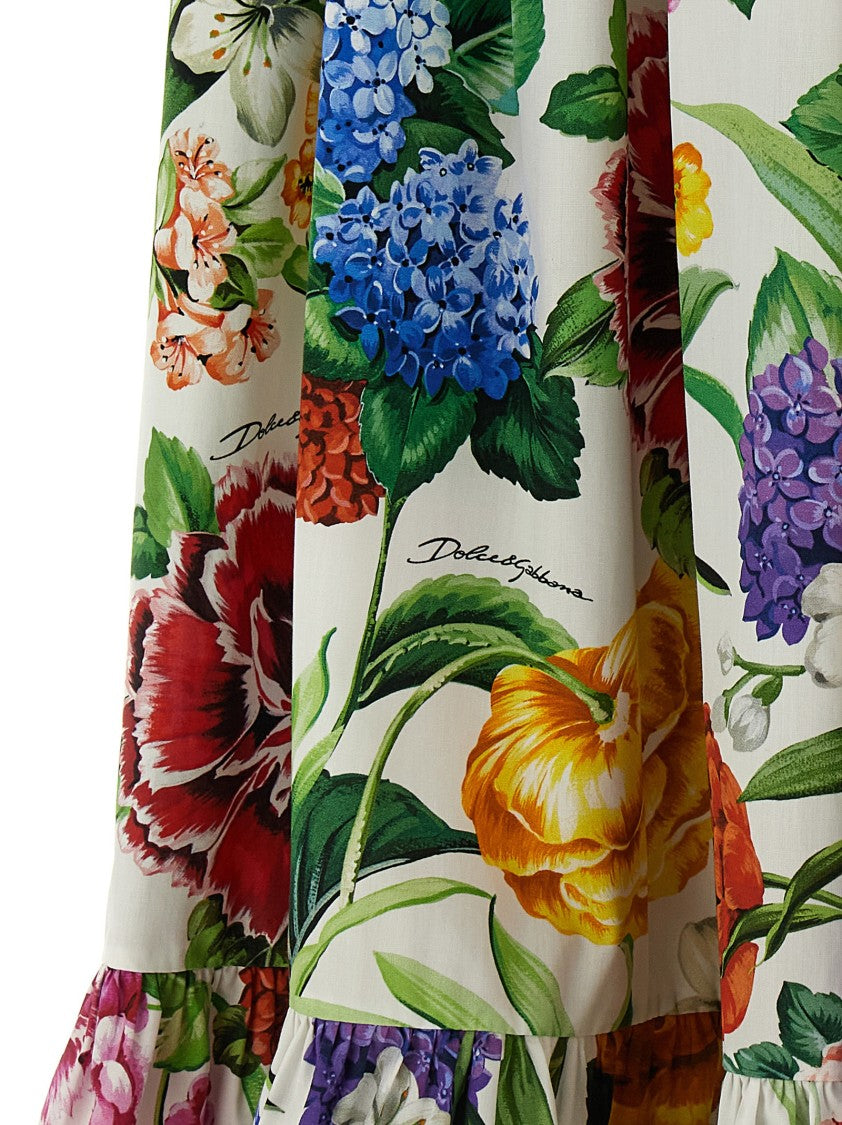 Dolce & Gabbana Flounced Maxi Skirt With Vibrant Floral Print