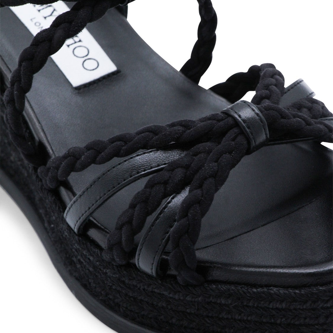 Jimmy Choo High Platform Black Espadrille Sandals