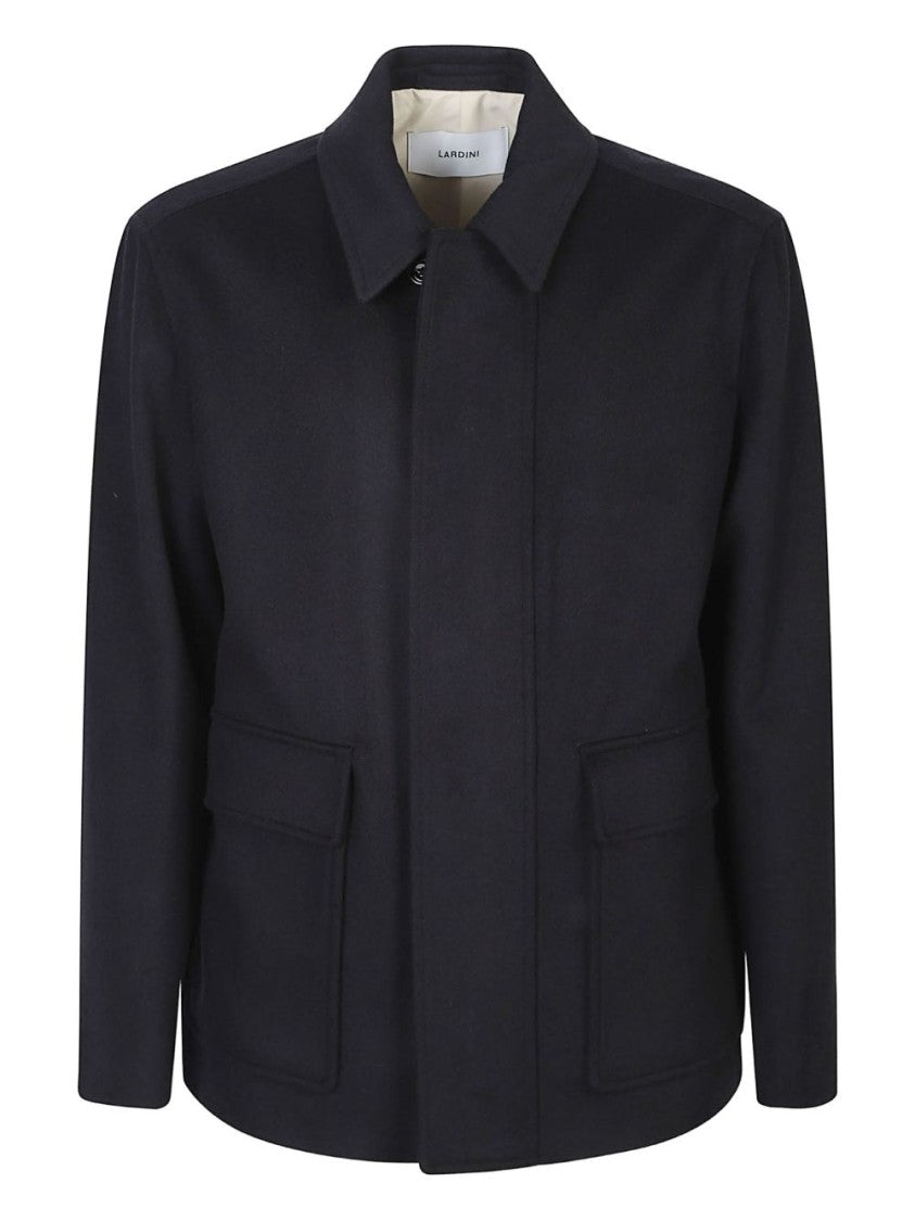 Lardini Structured Wool Jacket With Pointed Collar