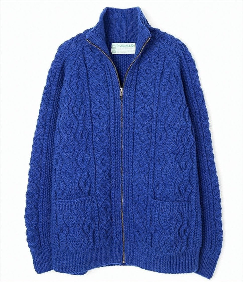 Inverallan Textured Blue Wool Zip Jacket