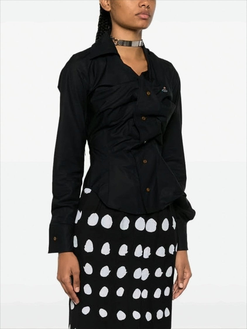 Vivienne Westwood Fitted Black Shirt With Ruched Detailing