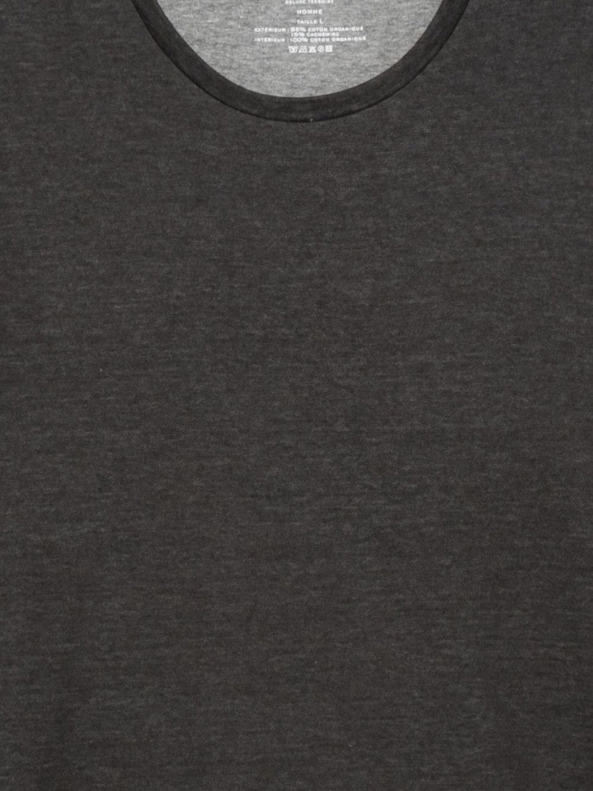 Majestic Filatures Long-Sleeved Black And Gray Cashmere-Cotton T-Shirt