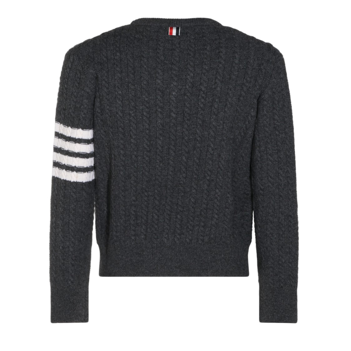 Thom Browne Textured Cable Knit Sweater With Nautical Anchor Motif