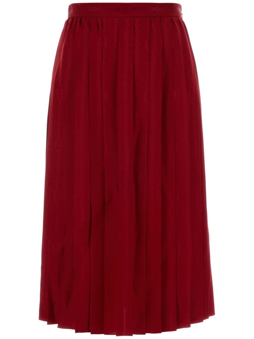 Gucci Red Skirt Satin Midi Bottom