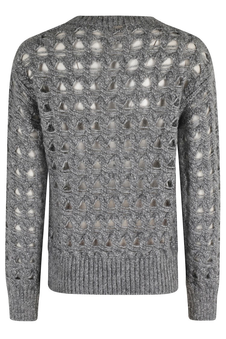 Herno Open-Knit Long-Sleeved Sweater With Metallic Accents