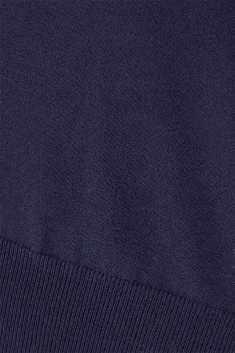 Brunello Cucinelli Crew Neck Knit Sweater In Deep Navy Cotton