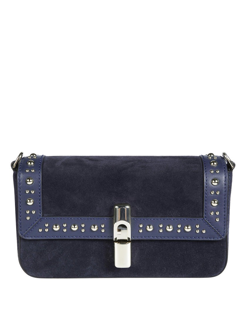 Furla Iride S Studded Suede Shoulder Bag