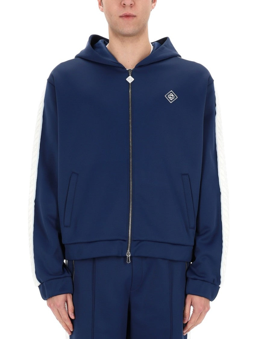 Casablanca Navy Blue Sleeve Stripes Hoodie