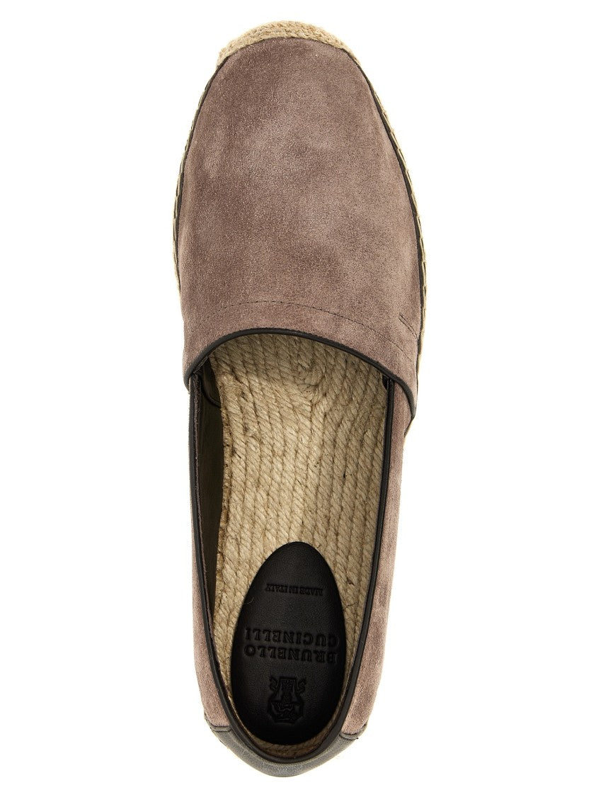 Brunello Cucinelli Washed Suede Espadrilles With Leather Accents