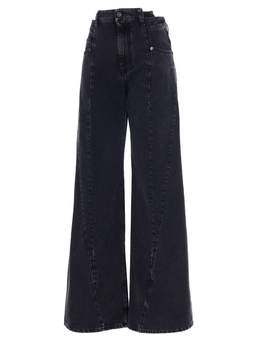 Maison Margiela Asymmetrical Waist Wide-Leg Denim Jeans