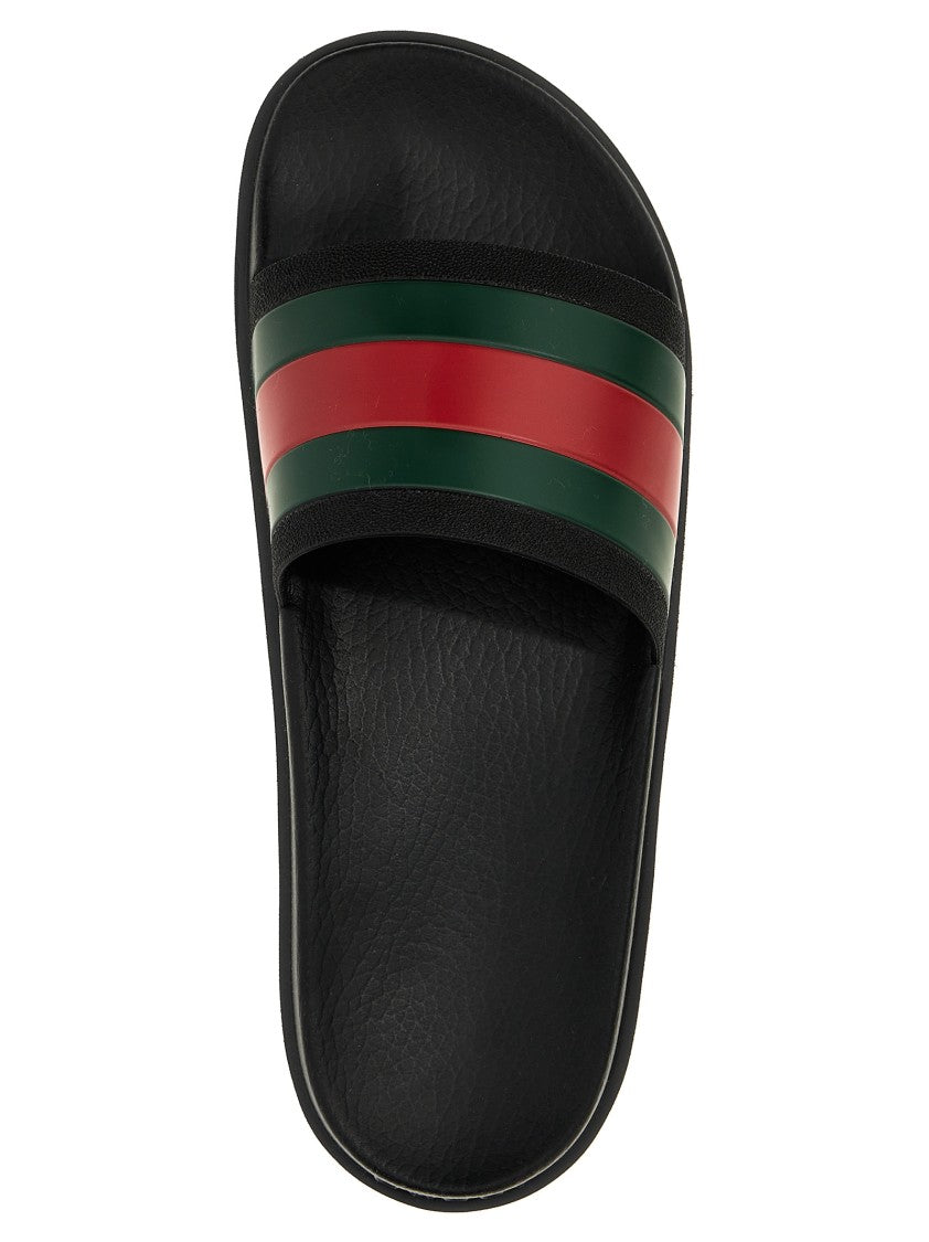 Gucci Contoured Slides With Textured Rubber Sole