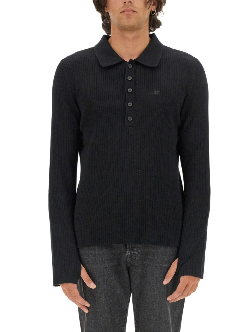 Courrèges Slim Fit Black Polo
