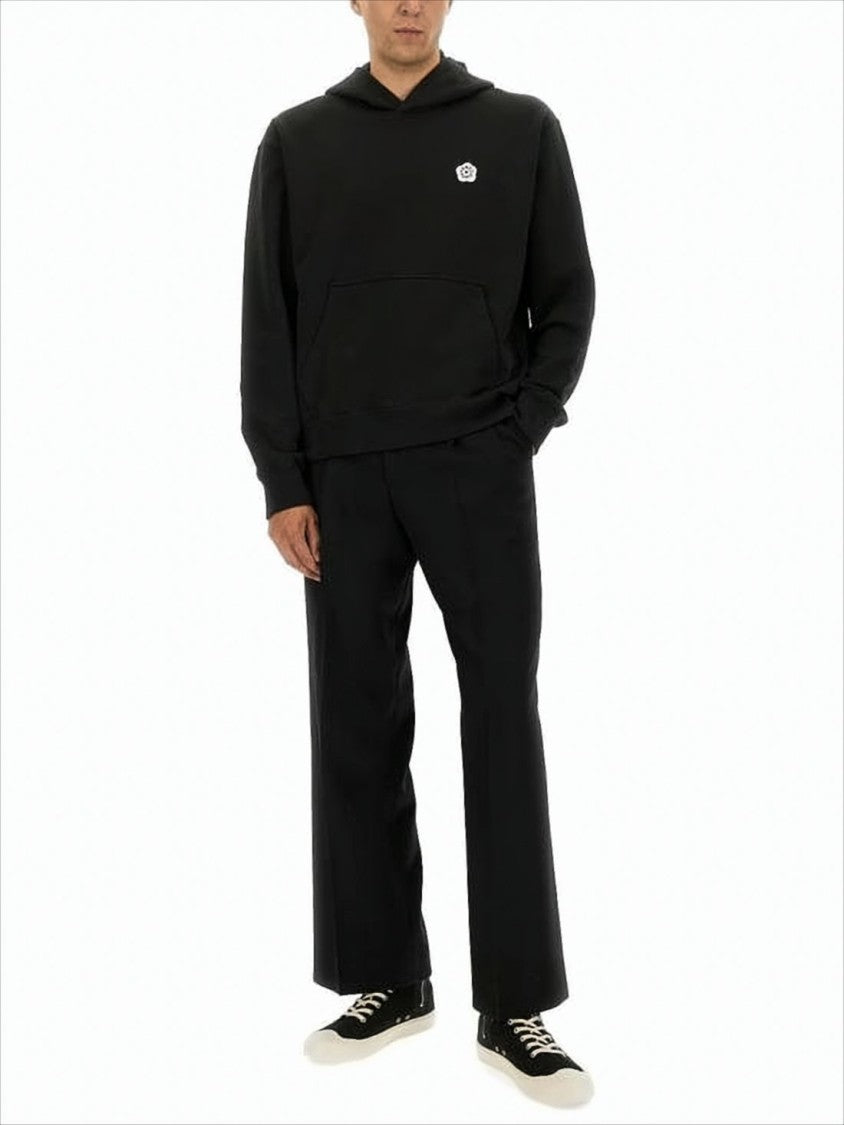 Kenzo Relaxed Fit Black Hoodie With Floral Logo And Graphic
