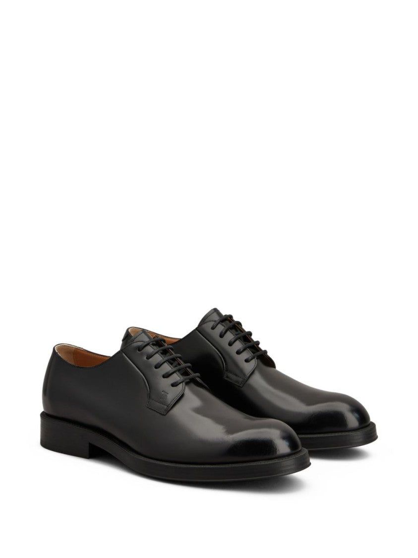 Tod's Low Black Calfskin Lace-Up Shoes