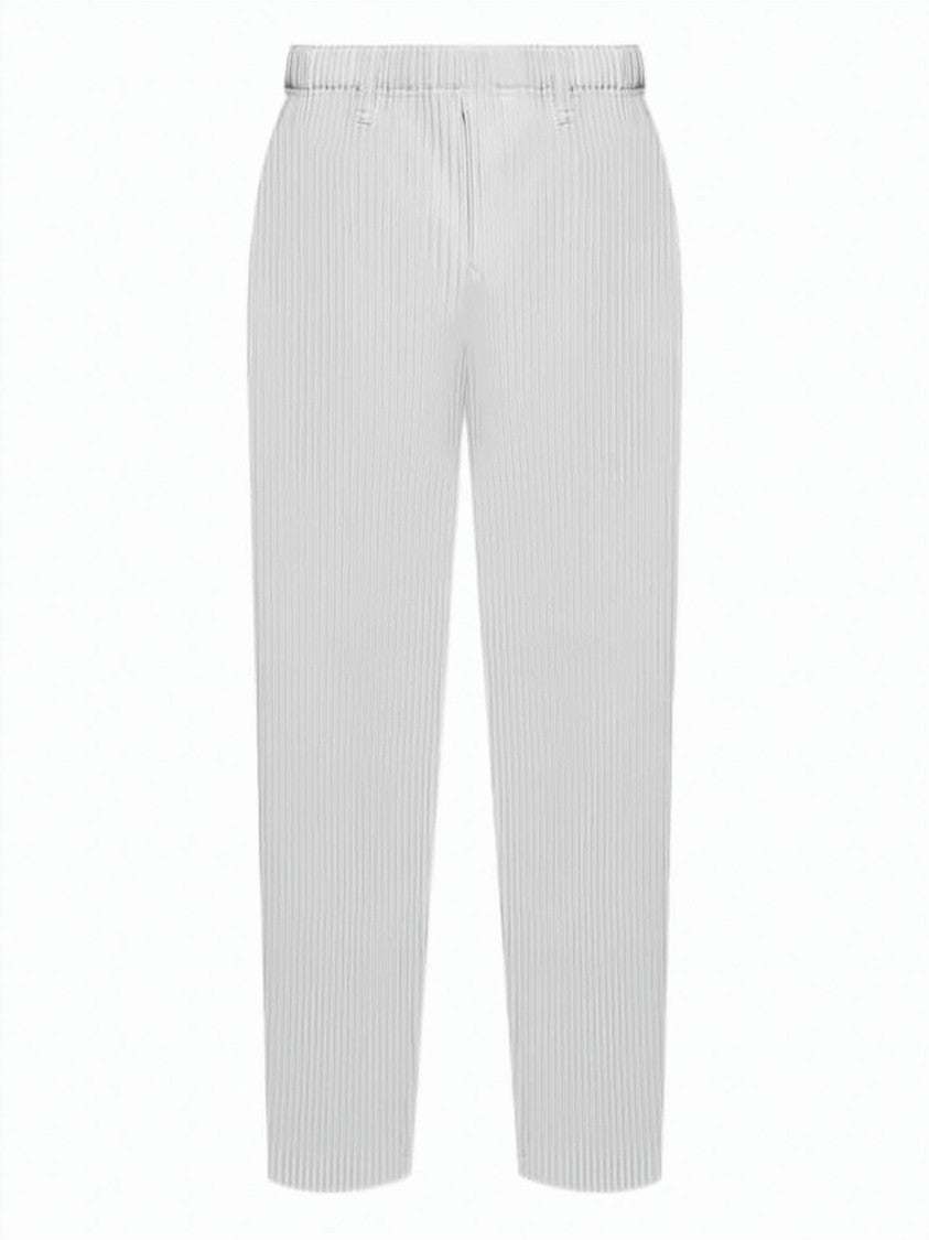 Homme Plissé Issey Miyake Pleated Texture Straight Pants With Elastic Waistband