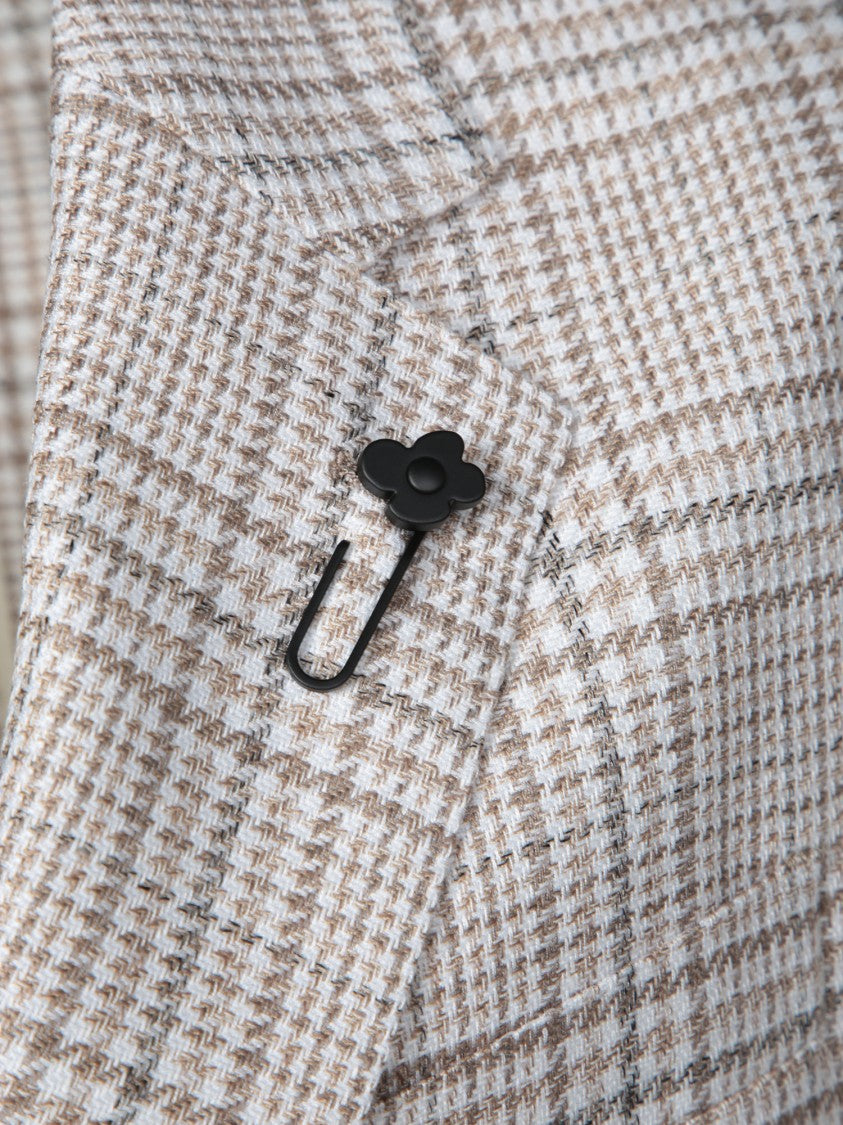 Lardini Beige Blazer With Houndstooth Pattern