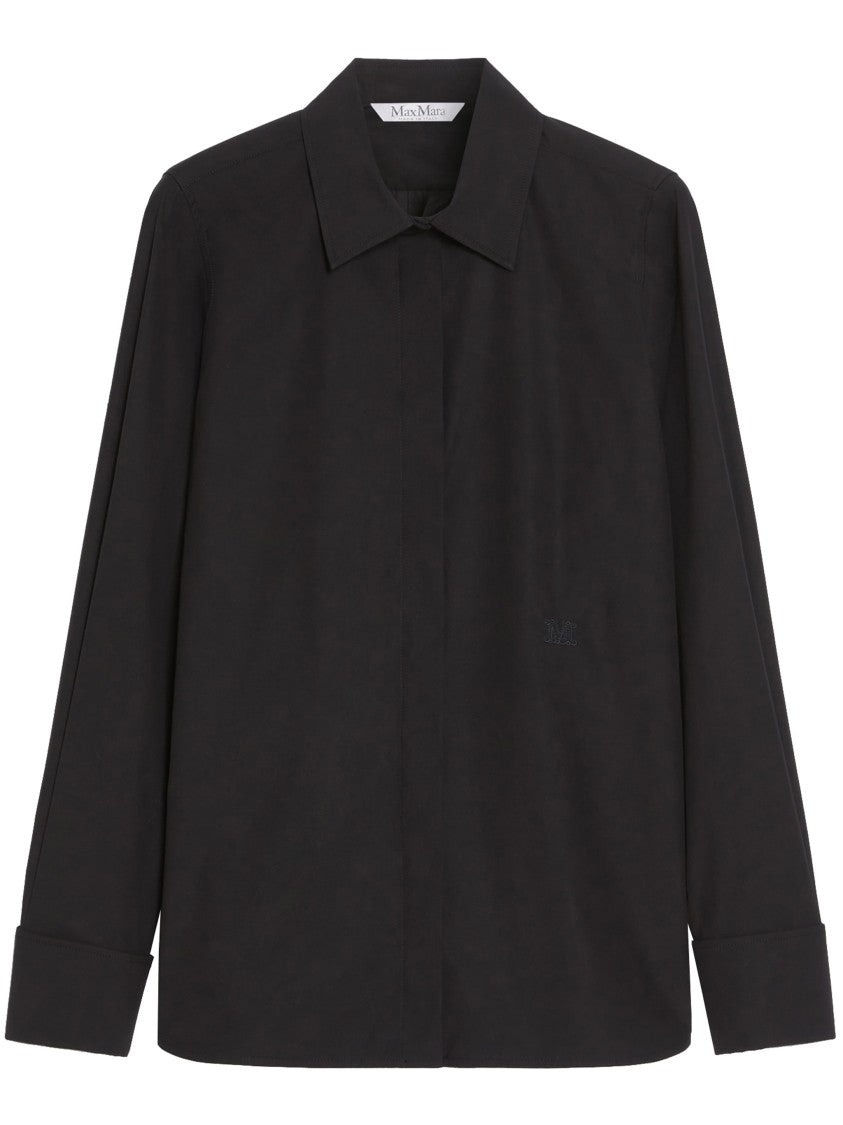 Max Mara Black Knut Stretch Cotton Crepe Shirt