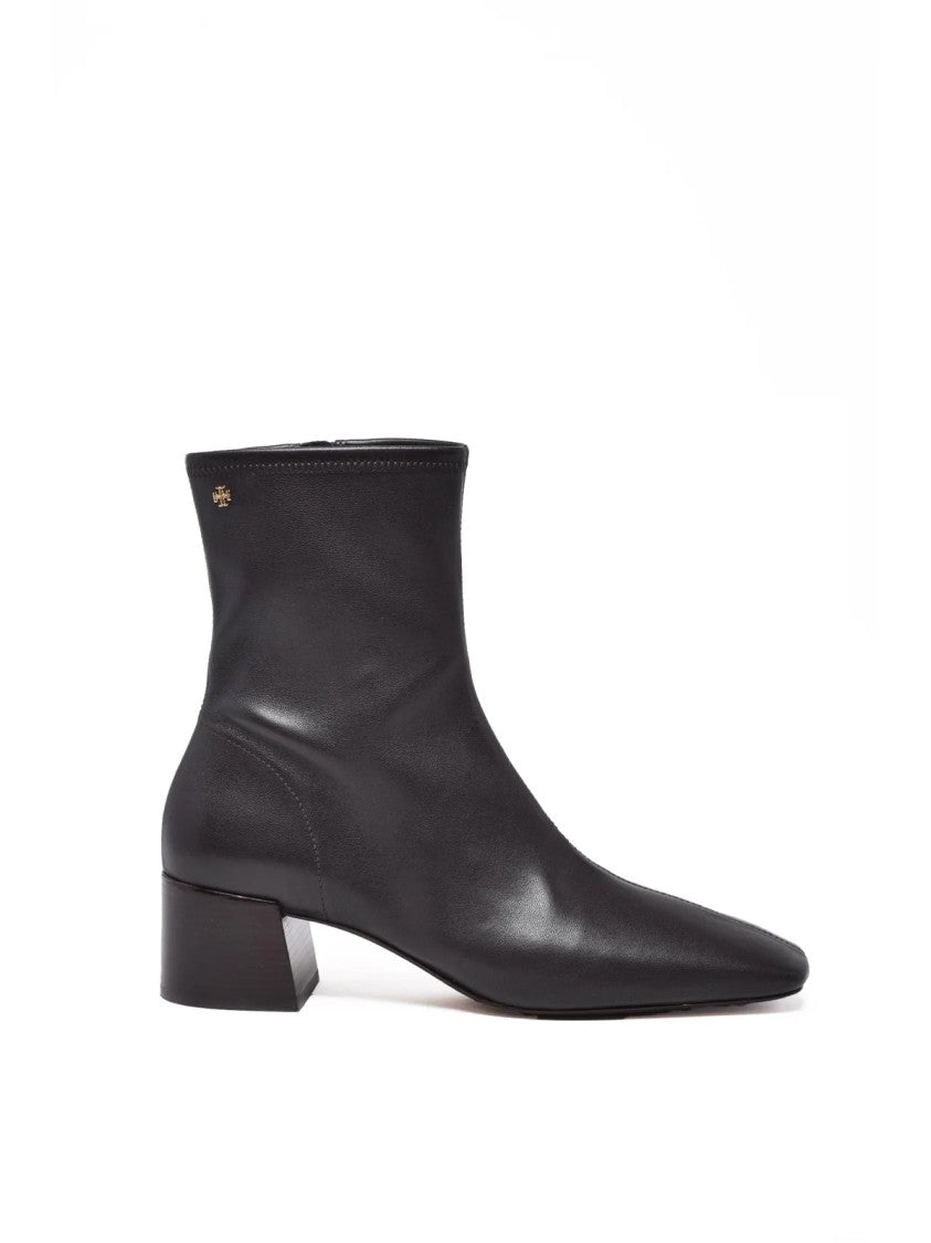 Tory Burch Brown Leather Stretch Ankle Boots