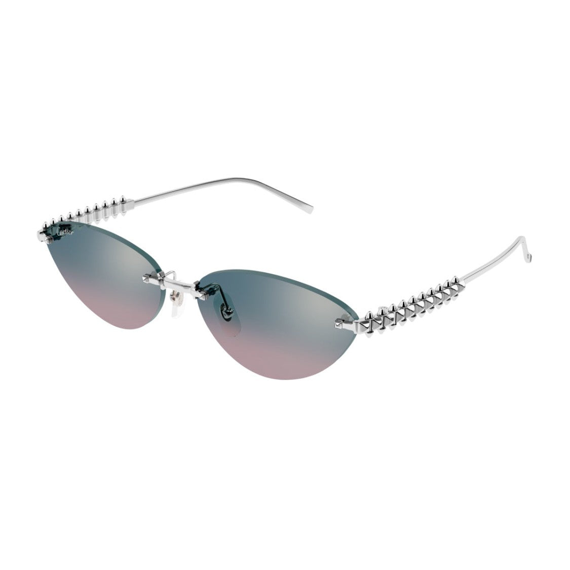 Cartier Clash De Cartier Cat-Eye Silver Light Blue Metal Sunglasses