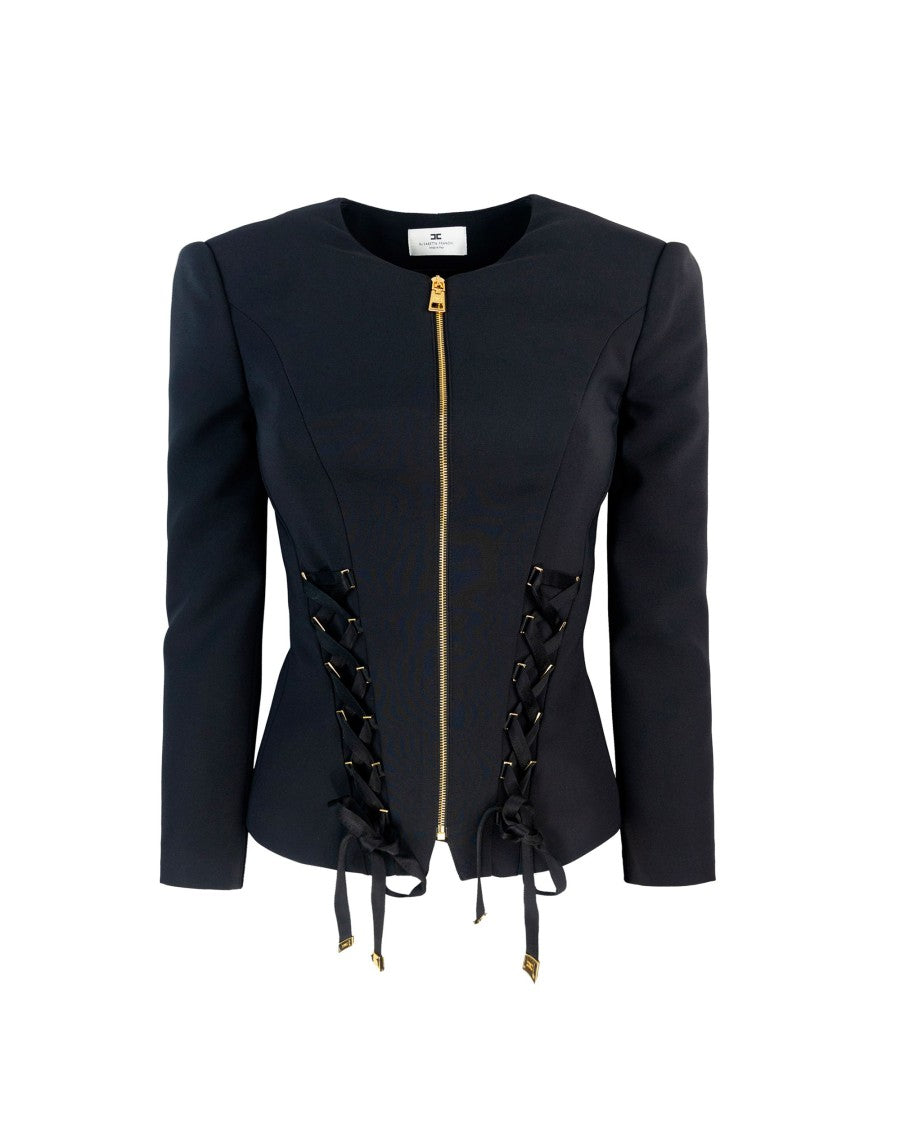Elisabetta Franchi Crêpe Jacket With Criss-Cross Laces