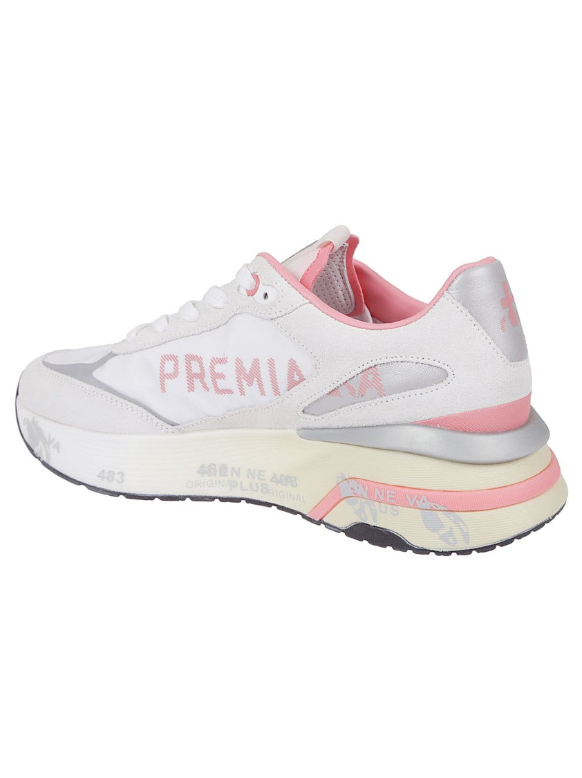 Premiata White Leather And Mesh Sneakers