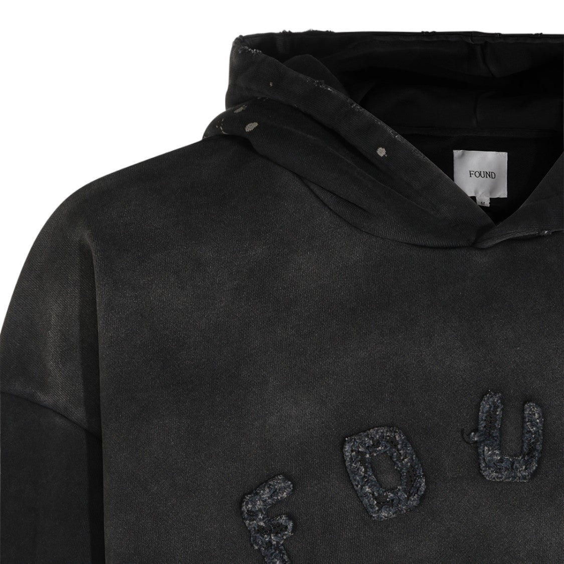 Found Hooded Black Sweater With Subtle Paint Splatter
