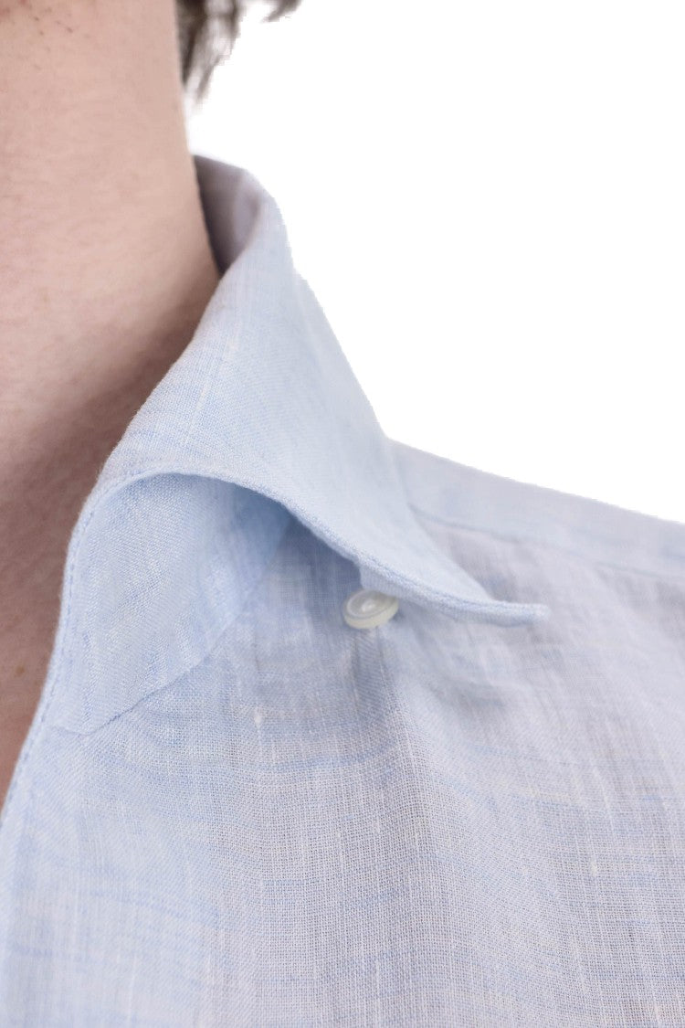 Finamore Ustica Open Collar Pure Linen Shirt