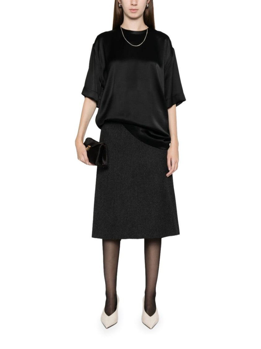 Totême Short-Sleeve Viscose Satin T-Shirt