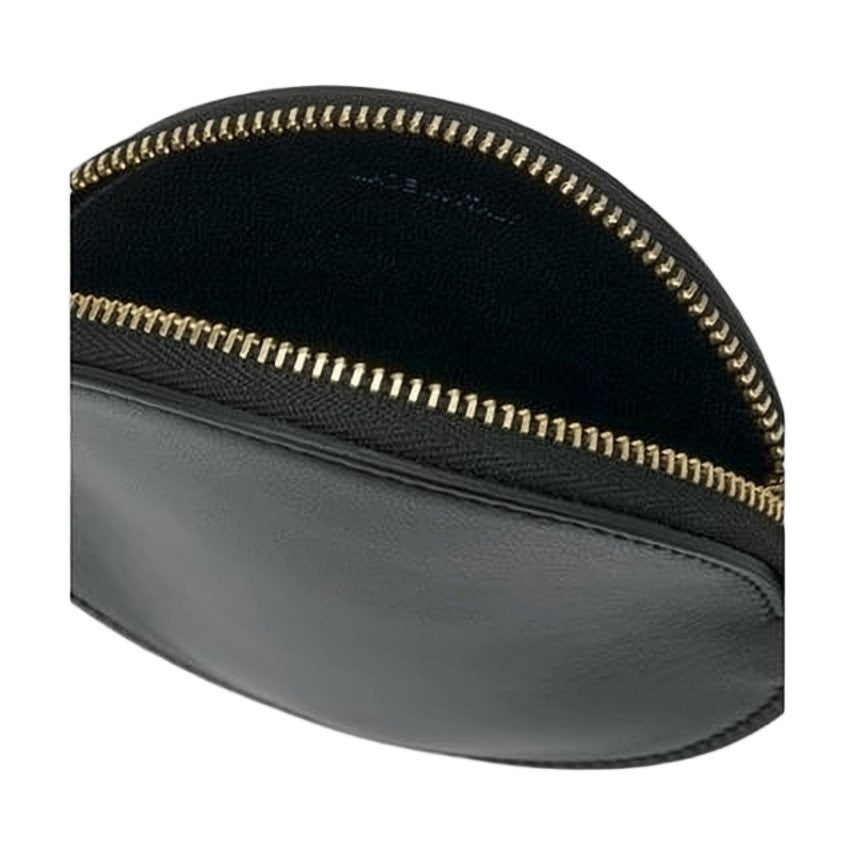 Jil Sander Round Black Leather Clutch With Gold-Tone Details
